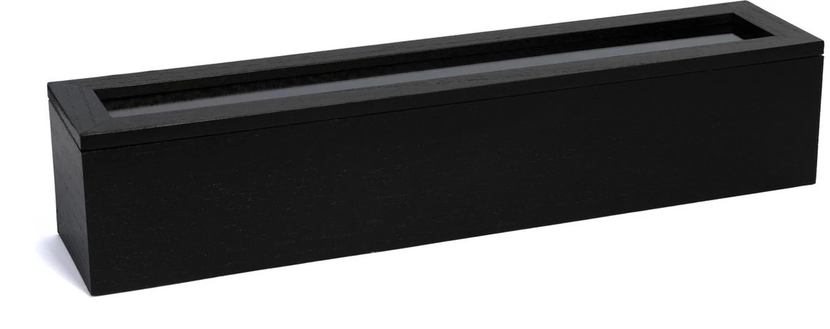 CasaLupo Theedoos Zwart 6-vaks - Met Fluweel - 43 X 9 Cm 2 CasaLupo Theedoos Zwart 6-vaks - Met Fluweel - 43 X 9 Cm - Afbeelding 2