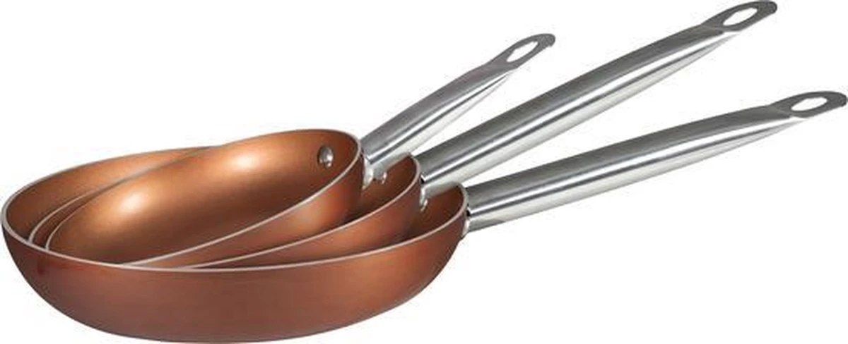 Merkloos Koekenpanset Copper Plus 20, 24 En 28 Cm 4 Merkloos Koekenpanset Copper Plus 20, 24 En 28 Cm - Afbeelding 4