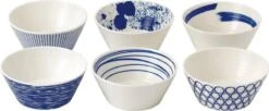 Royal Doulton Pacific - Schaaltjes Voor Snacks - Kommen - Porselein - Wit / Blauw - ⌀ 11 Cm - 6 Stuks