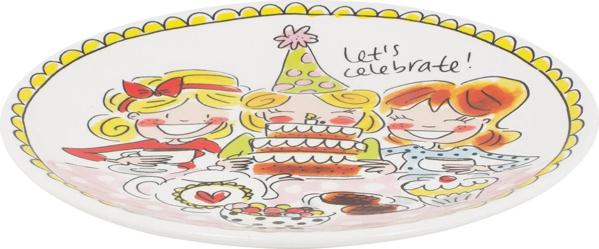 Blond Amsterdam Gebaksbord - Set - Girls/Pink Stripe 2 Blond Amsterdam Gebaksbord - Set - Girls/Pink Stripe - Afbeelding 2