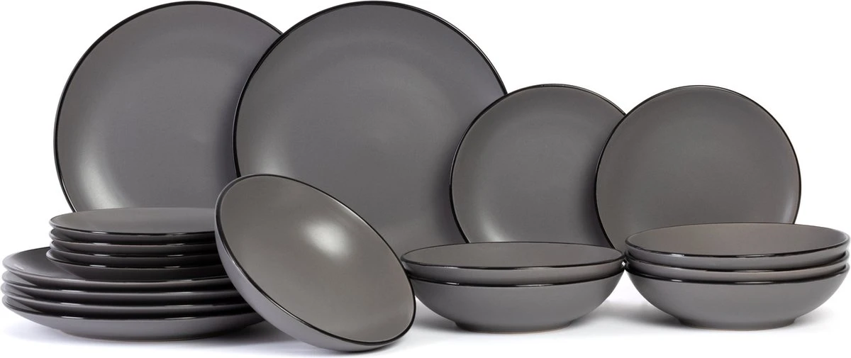 Cosy & Trendy Serviesset Speckle Grijs 18-Delig 1 Cosy & Trendy Serviesset Speckle Grijs 18-Delig