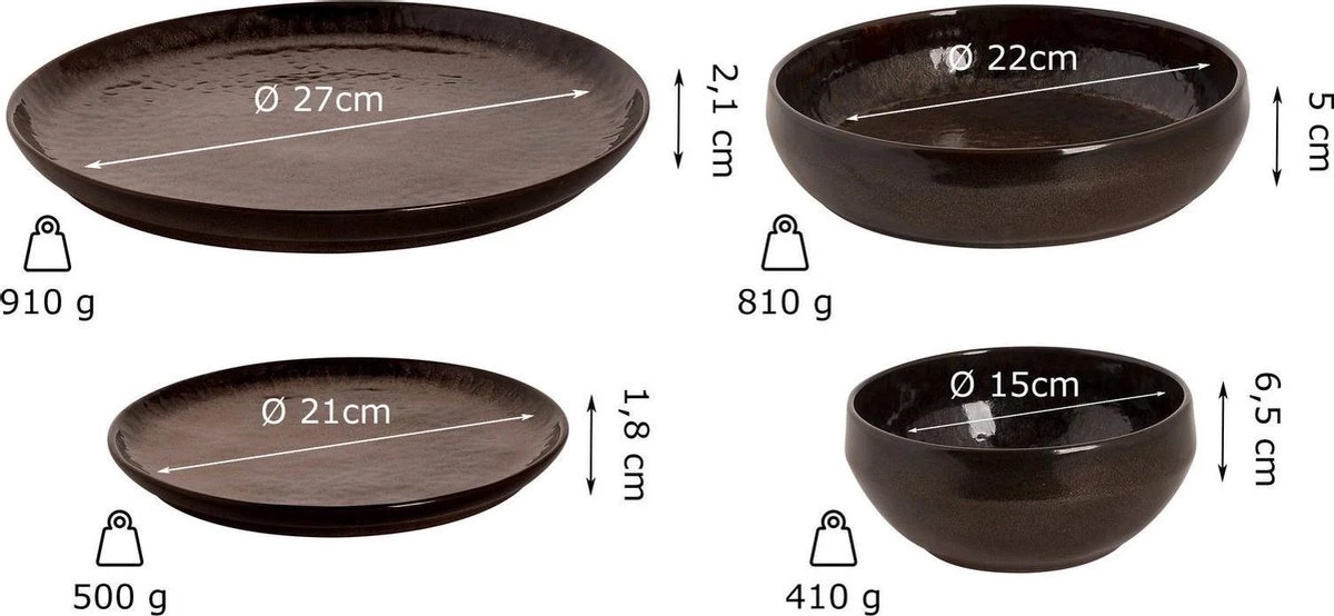 Palmer Serviesset Bama Copper Stoneware 6-persoons 24-delig Koper 4 Palmer Serviesset Bama Copper Stoneware 6-persoons 24-delig Koper - Afbeelding 4