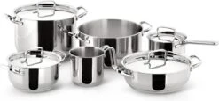 Lagostina Sfisiosa Acciaio SFIZIOSA ACCIAIO 10-delig (hoge Kookpan 22 Cm + Kookpan 18/22 Cm + Hapjespan 24 Cm + Steelpan 14 Cm + Melkpot 12 Cm + Deksels 14/18/22/24 Cm)