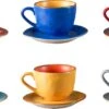 Vivi Oggi - Koffiekopjes Set Van 6 - Ø 9cm - Cappuccino - Kop En Schotel - 150 Ml - Italië