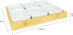Krumble Borrelplank Met 6 Schaaltjes - Borrelplank - Tapasschaal - Serveerschaal Met Vakjes - Snackschaal - Snack- & Tappasschalen - Serveerplanken- Serveerschalen - Hout En Keramiek - 6 Delig Schaaltjes - Wit En Bruin -Kookgerei Koning Verkoop 1200x571 4