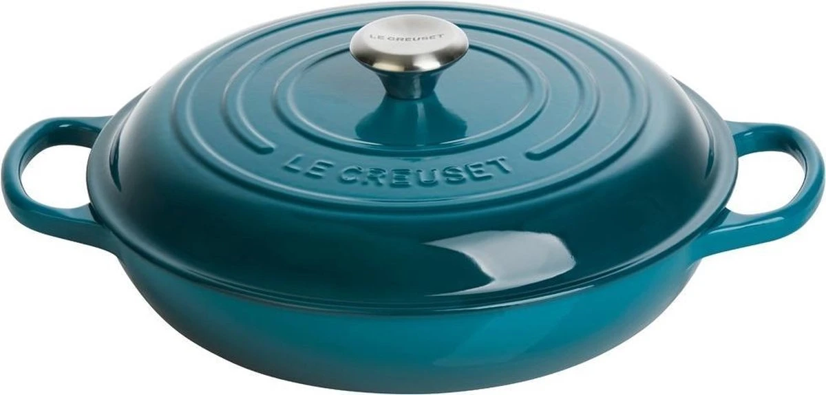 Le Creuset Braadpan Campagnard Signature Deep Teal - ø 30 Cm / 3.5 Liter 1 Le Creuset Braadpan Campagnard Signature Deep Teal - ø 30 Cm / 3.5 Liter