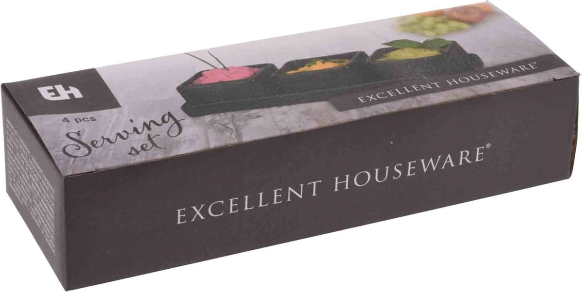 Excellent Houseware Amuse/tapas/saus Schaaltjes Met Serveerplankje - Aardewerk - Mat Zwart 4 Excellent Houseware Amuse/tapas/saus Schaaltjes Met Serveerplankje - Aardewerk - Mat Zwart - Afbeelding 4