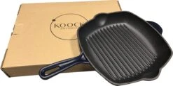 Koock Amsterdam® Grillpan - Geëmailleerd Gietijzer - Geschikt Voor Alle Warmtebronnen - Mat Blauw -Kookgerei Koning Verkoop 1200x602 4