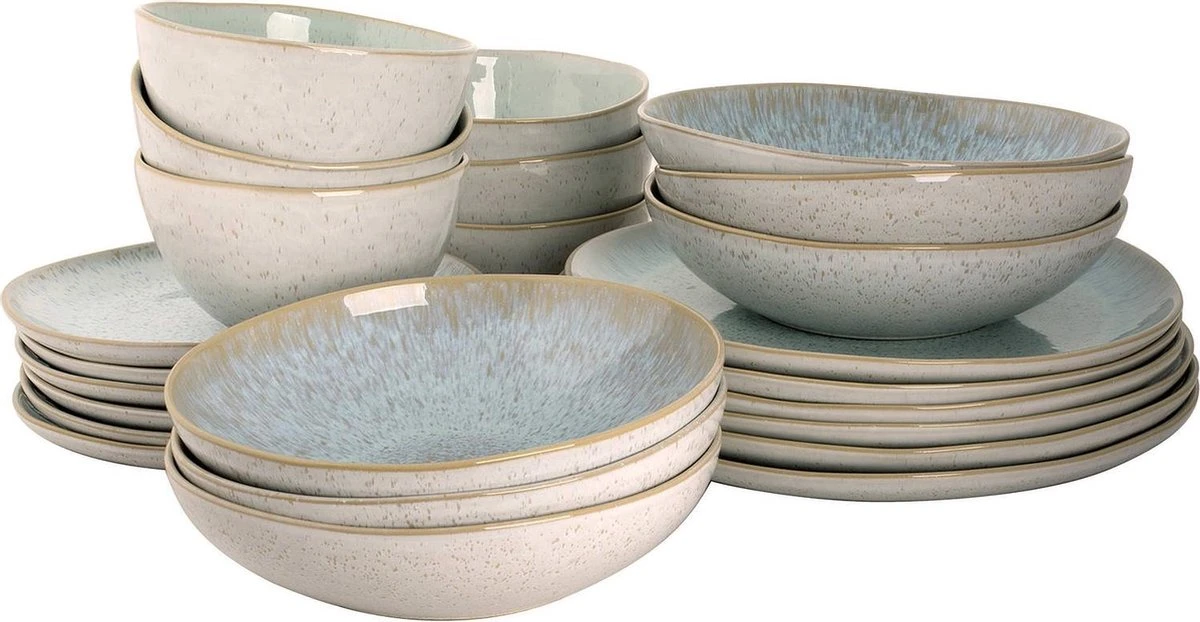 Palmer Serviesset Light Blue Sea Stoneware 6-persoons 24-delig Blauw 1 Palmer Serviesset Light Blue Sea Stoneware 6-persoons 24-delig Blauw