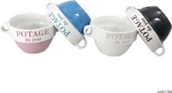 Tavola - Soepkom - 4 Stuks - Keramiek - 4 Kleuren - 12.5X8.5Cm - Potage Du Jour