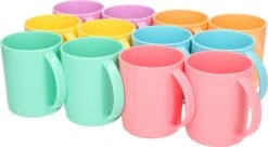 Merkloos 12x Gekleurde Drinkbekers/mokken Kunststof 350 Ml - Limonade Bekers - Campingservies/picknickservies -Kookgerei Koning Verkoop 1200x663 1