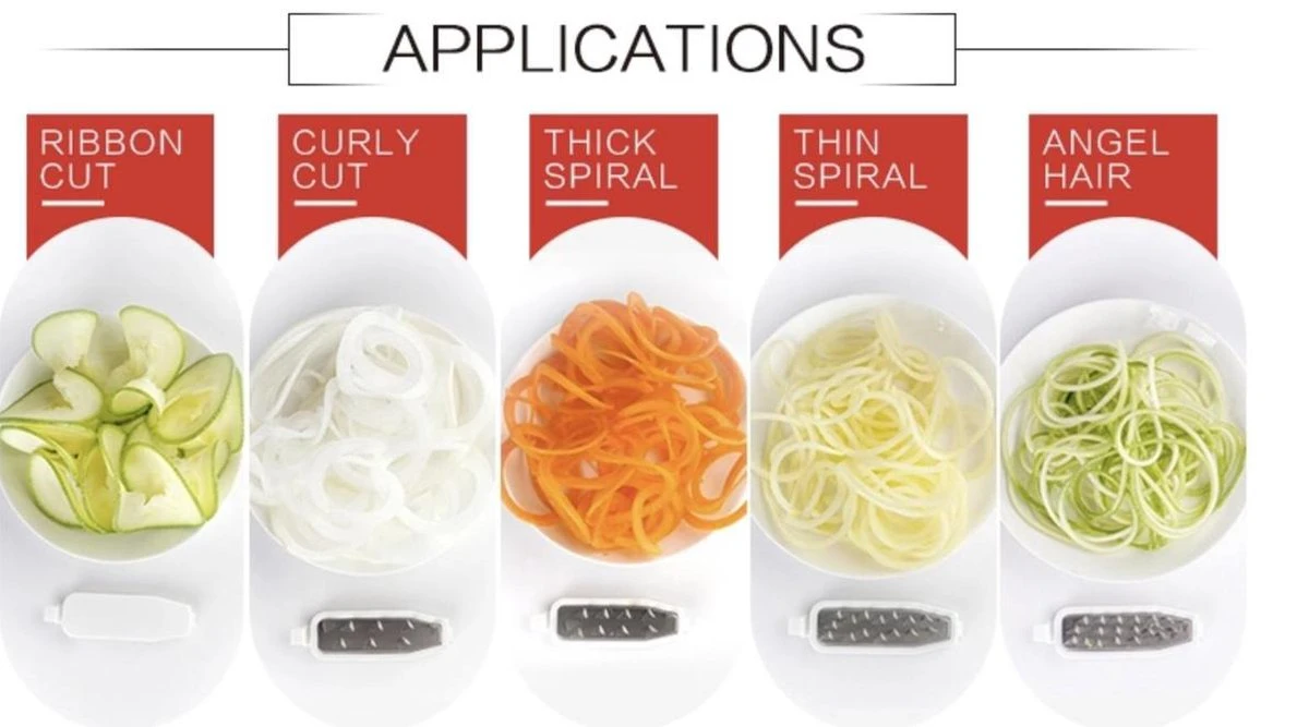 Merkloos Premiumful ® - Multifunctionele Spiraalsnijder Met Zuignap - Inclusief 5 Verschillende Snijbladen - Opvouwbaar - BPA Vrij 5 Merkloos Premiumful ® - Multifunctionele Spiraalsnijder Met Zuignap - Inclusief 5 Verschillende Snijbladen - Opvouwbaar - BPA Vrij - Afbeelding 5