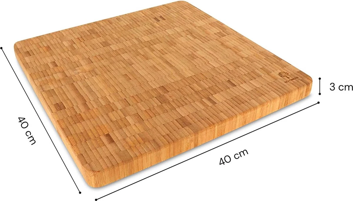 SCHOBERG Bamboe Snijplank | Houten Plank, 40 X 40 X 3 Cm | Bamboe Snijplank Hout | Keukenplank Voor Het Snijden Van Groenten, Fruit Of Vlees 4 SCHOBERG Bamboe Snijplank | Houten Plank, 40 X 40 X 3 Cm | Bamboe Snijplank Hout | Keukenplank Voor Het Snijden Van Groenten, Fruit Of Vlees - Afbeelding 4