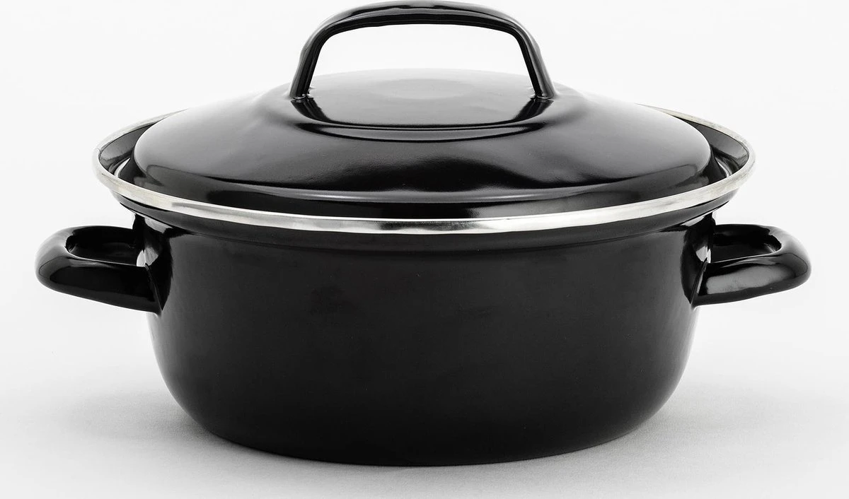 Lite-Body - Magnus - Braadpan , Frituurpan 26cm/3l Met Deksel - Emaille - Zwart - Inductie 1 Lite-Body - Magnus - Braadpan , Frituurpan 26cm/3l Met Deksel - Emaille - Zwart - Inductie