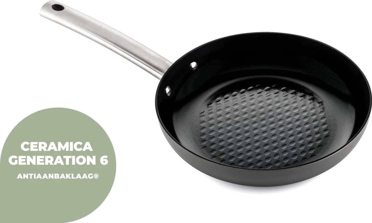 ISENVI Murray Keramische Koekenpan 24 CM - RVS Greep 2 ISENVI Murray Keramische Koekenpan 24 CM - RVS Greep - Afbeelding 2