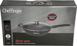 Cheffinger Wokpan Met Deksel - 32cm - Zwart - Pan - Keukenaccessoires -Kookgerei Koning Verkoop 1200x730 6