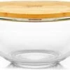 Klarstein Glazen Serveerschaal Met Bamboe Deksel - Afwasmachinebestendig - Veelzijdig Inzetbaar