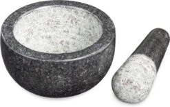 Navaris Vijzel Met Stamper Van Graniet - Granieten Vijzel Voor Kruidenmixen, Pesto En Dips - Set Inclusief Stamper Voor Fijnmalen - Ø 12 Cm -Kookgerei Koning Verkoop 1200x754 4