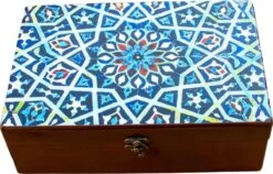 Perzische Theedoos Dahlia 20x30cm- Perzisch Patroon - Houtwerk - Persis Treasures