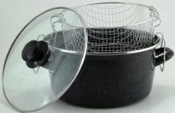 Frituurpan Emaille Met Glazen Deksel En Korf - Ø 26cm - Zwart 5 Frituurpan Emaille Met Glazen Deksel En Korf - Ø 26cm - Zwart -Kookgerei Koning Verkoop 1200x779 10