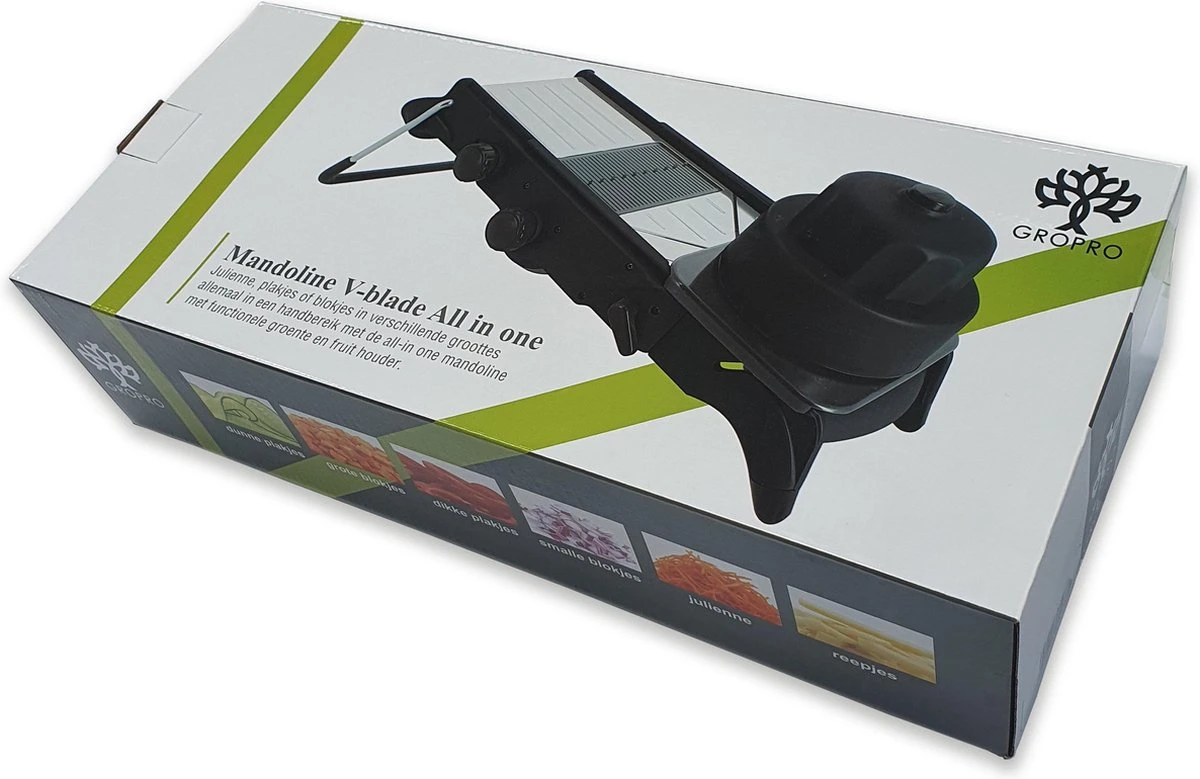 Mandoline V-blade All In One - Centreer Mes - Roestvrij Staal - Julienne, Plakjes Of Blokjes - Keukensnijder - Snijmachine - Groentesnijder 7 Mandoline V-blade All In One - Centreer Mes - Roestvrij Staal - Julienne, Plakjes Of Blokjes - Keukensnijder - Snijmachine - Groentesnijder - Afbeelding 7
