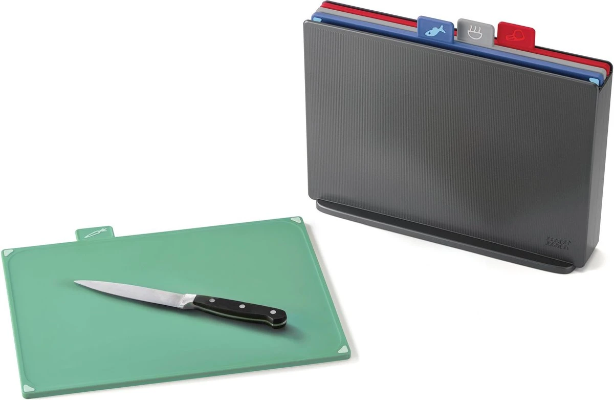 Joseph Joseph Index Snijplanken Groot - Polypropyleen/Kunststof - Set Van 4 Stuks - Zilver 6 Joseph Joseph Index Snijplanken Groot - Polypropyleen/Kunststof - Set Van 4 Stuks - Zilver - Afbeelding 6