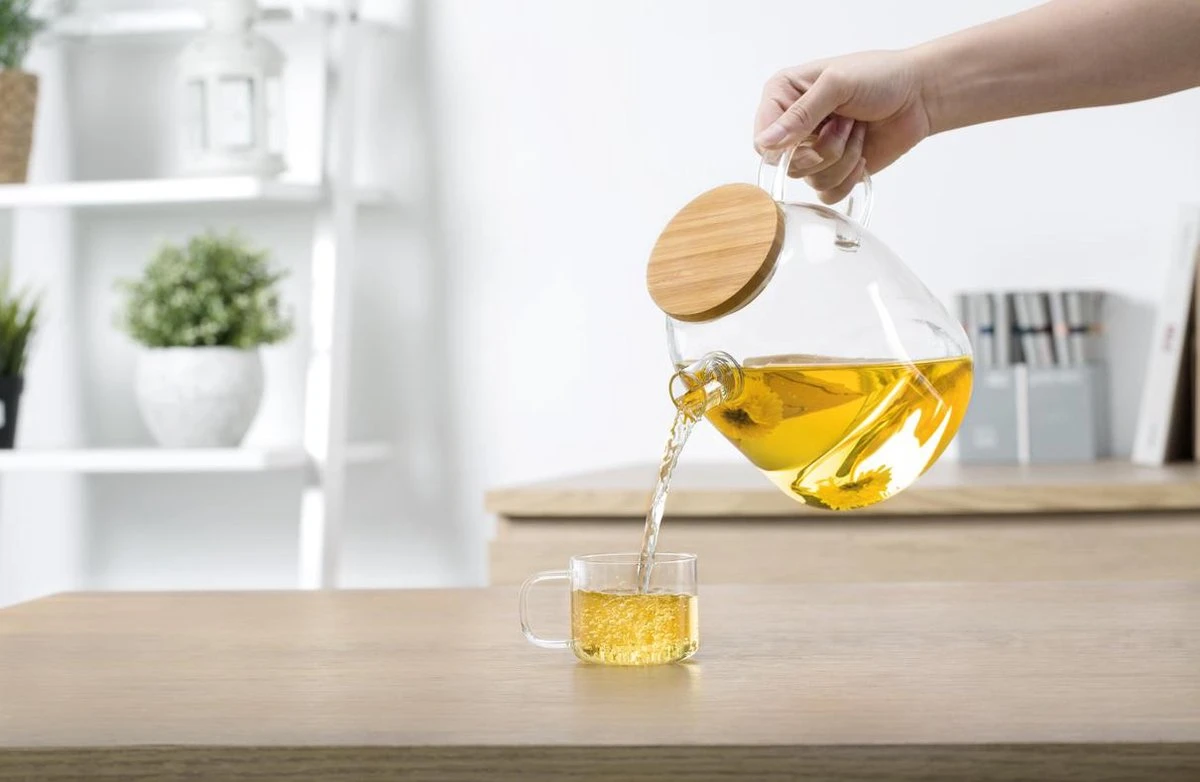 S091 Glazen Theepot Met Bamboedeksel - 1600 Ml - Samadoyo 2 S091 Glazen Theepot Met Bamboedeksel - 1600 Ml - Samadoyo - Afbeelding 2