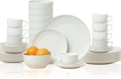 Alpina Tafelservies - Serviesset 40-delig - 8 Persoons - Vaatwasserbestendig - Geschikt Voor Magnetron - Wit