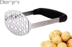 Aardappelstamper | Professioneel | Stamper | Pureestamper | Potato Masher | Pureerder | Stamppot Stamper | Matt Steel | Horizontale Handgreep | Professioneel | Ergonomische Handgreep | Handmatig | Vaatwasserbestendig