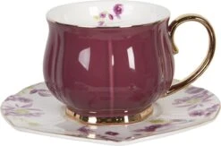 Clayre & Eef Kop En Schotel Set Van 6 250 Ml Meerkleurig Porselein Rond Bloemen Servies Cadeau Voor Haar Cappuccino -Kookgerei Koning Verkoop 1200x792 1