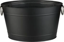 APS-Germany® Wijnkoeler Met Lekbak En Handvaten - IJsemmer - Bierkoeler - Champagne Koeler - Champagne Emmer - Metaal - Zwart - 11 Liter