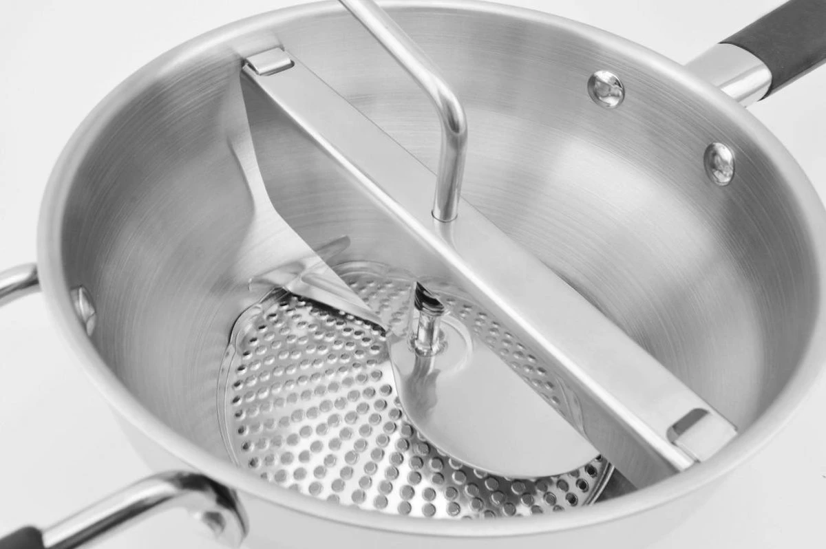 Passeerzeef - Roerzeef - Incl. 3 Inzetstukken - Passe Vite - Luxe Passeerzeef - RVS 4 Passeerzeef - Roerzeef - Incl. 3 Inzetstukken - Passe Vite - Luxe Passeerzeef - RVS - Afbeelding 4