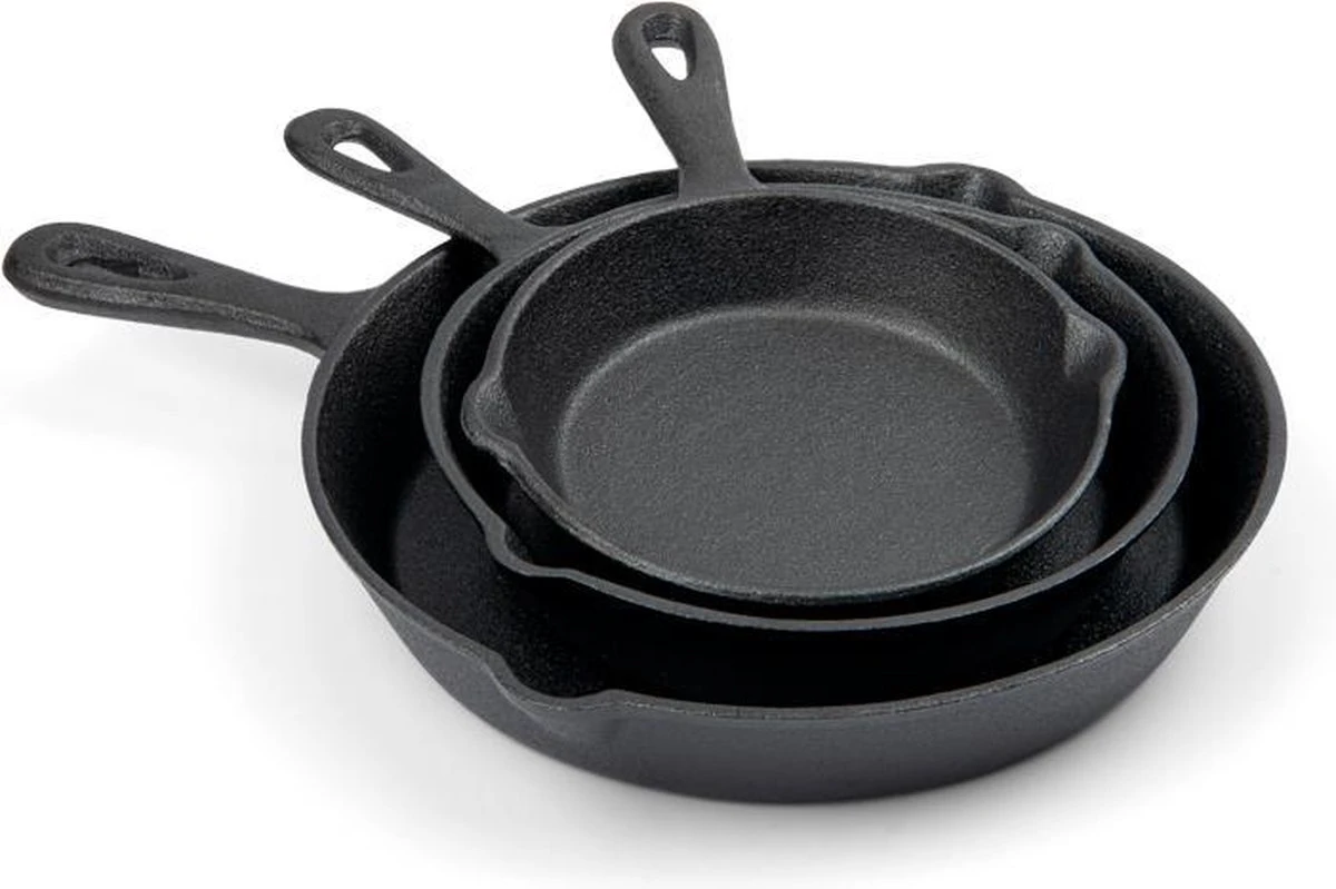 Gietijzeren Pannenset - Cast Iron Skillets - BBQ Skilletset 1 Gietijzeren Pannenset - Cast Iron Skillets - BBQ Skilletset