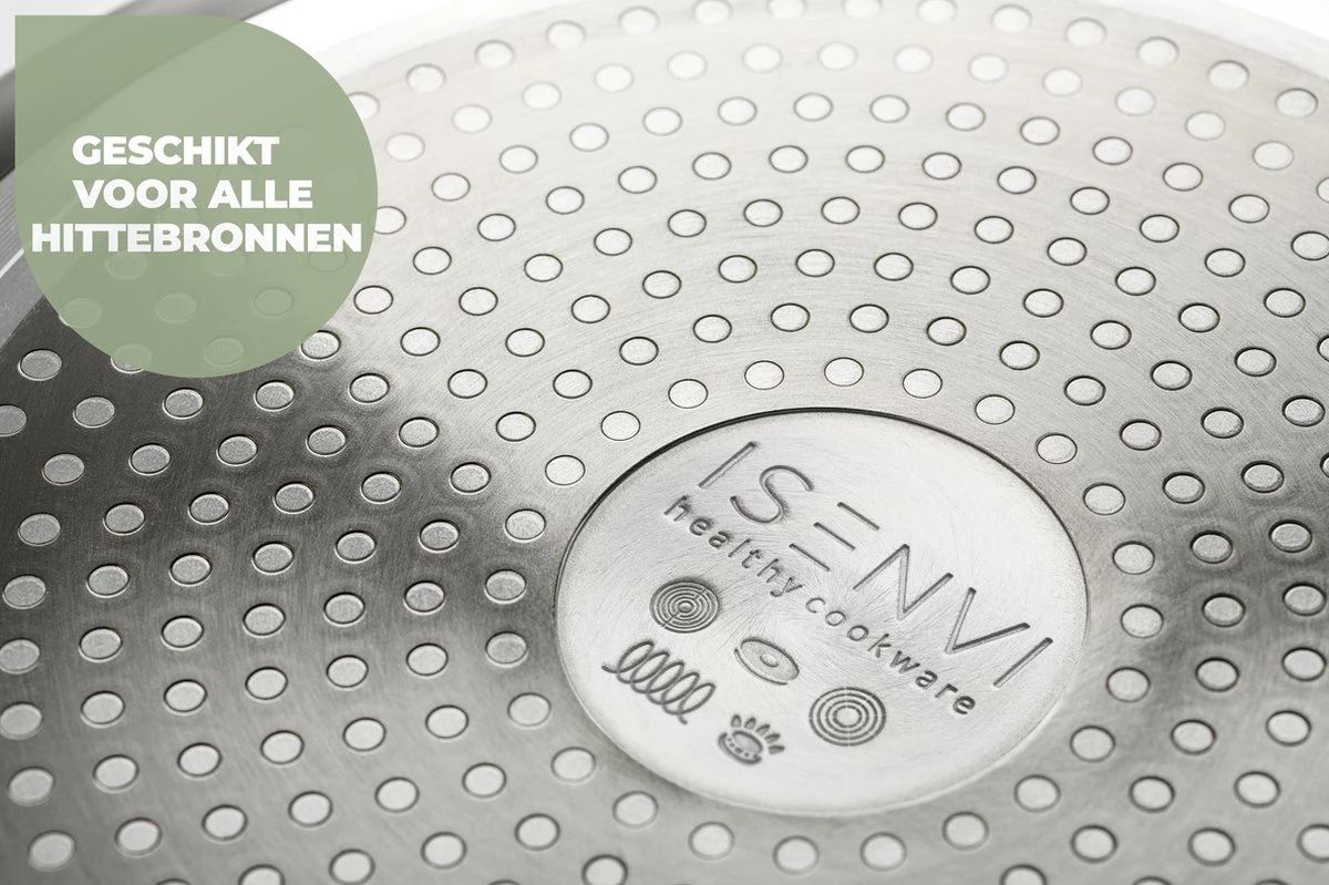 ISENVI Murray Keramische Koekenpan 24 CM - RVS Greep 4 ISENVI Murray Keramische Koekenpan 24 CM - RVS Greep - Afbeelding 4