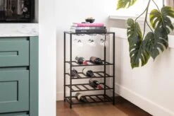 Lifa Living - Industrieel Wijnrek - Zwarte Flessenhouder - Metaal - Ophangrek Voor 6 Glazen - Ruimte Voor 20 Flessen - 49 X 30 X 80 Cm -Kookgerei Koning Verkoop 1200x799 287