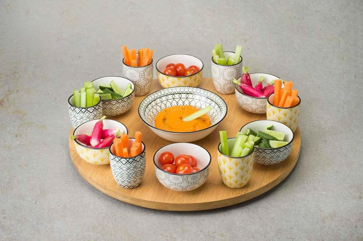 Cosy&Trendy Azra 14-Delig Draaischotel - Ø 40 Cm - Bamboe 3 Cosy&Trendy Azra 14-Delig Draaischotel - Ø 40 Cm - Bamboe - Afbeelding 3