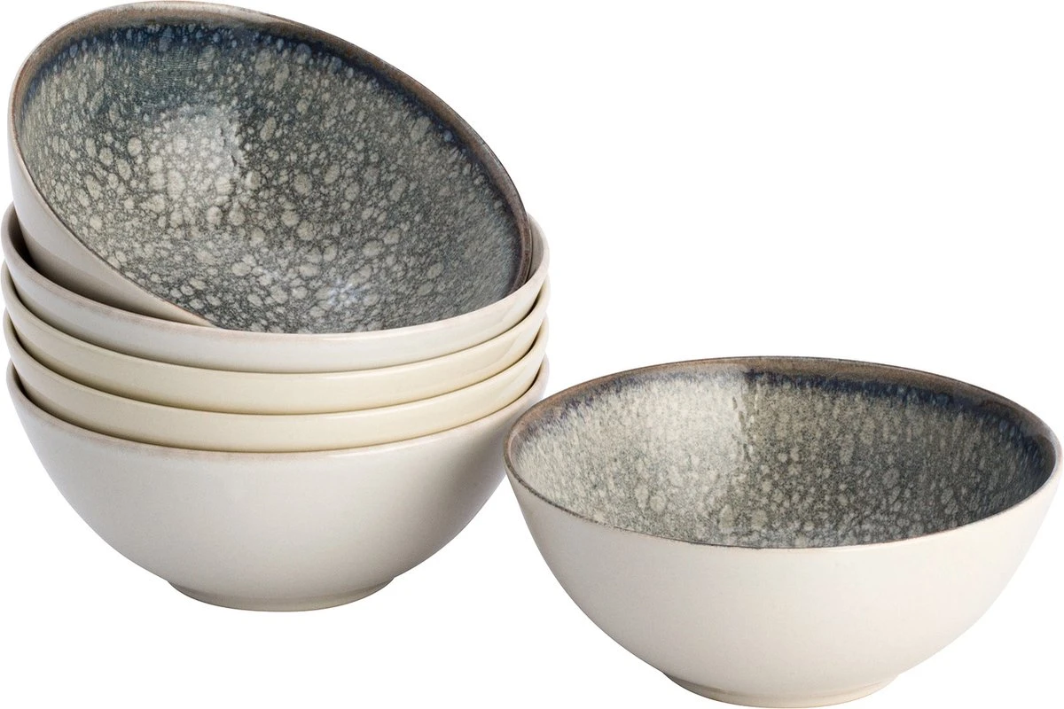 Lite-Body Kom Hermes - 500ml - Set Van 6 - Grijs Relief 1 Lite-Body Kom Hermes - 500ml - Set Van 6 - Grijs Relief