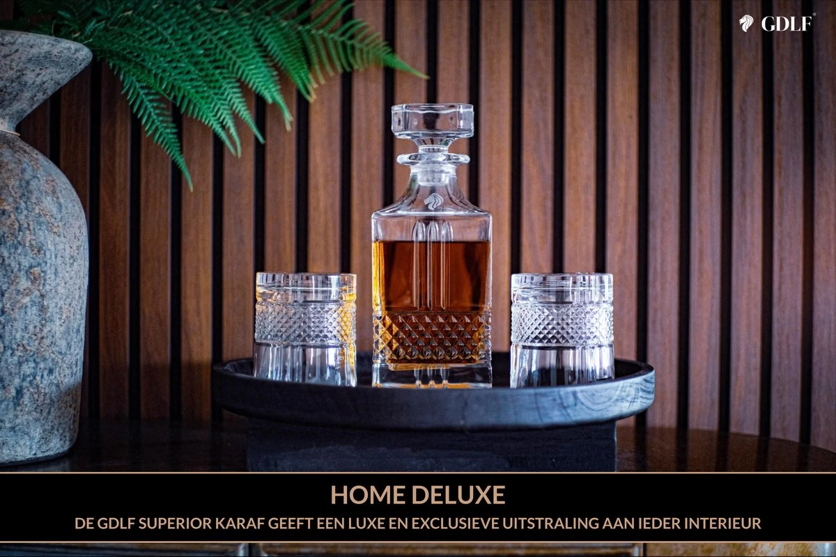 GDLF® Kristal Whiskey Karaf Superior - Whiskey Set - Decanteer Karaf - Made In Europa - Peaky Blinders - Kristallen Karaf Voor Whiskey, Gin, Wodka, Likeur, Wijn & Rum - 800 ML - Kado Man - Cadeau Voor Man & Vrouw 6 GDLF® Kristal Whiskey Karaf Superior - Whiskey Set - Decanteer Karaf - Made In Europa - Peaky Blinders - Kristallen Karaf Voor Whiskey, Gin, Wodka, Likeur, Wijn & Rum - 800 ML - Kado Man - Cadeau Voor Man & Vrouw - Afbeelding 6
