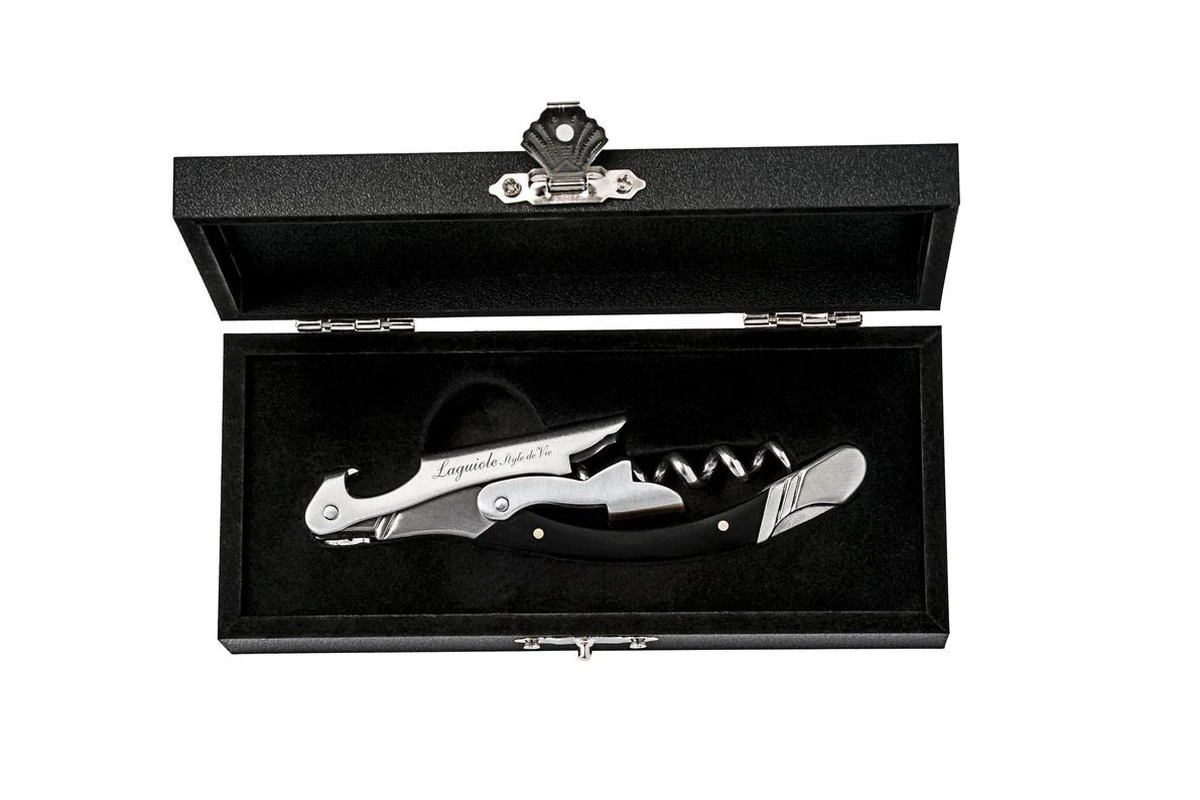 Laguiole Style De Vie Kurkentrekker - In Giftbox - Zwart Ebbenhout 2 Laguiole Style De Vie Kurkentrekker - In Giftbox - Zwart Ebbenhout - Afbeelding 2