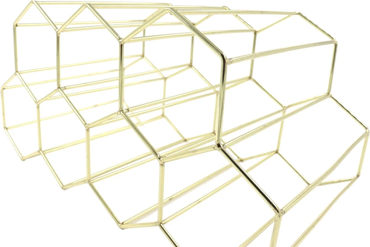 Wijnrek Hexagon 9 Flessen | Flessenrek | Wijn Accessoires | Wijnkast | Wijnrek Metaal | Wijnrekken | Wijnfleshouder | Wijnhouder | Goud 4 Wijnrek Hexagon 9 Flessen | Flessenrek | Wijn Accessoires | Wijnkast | Wijnrek Metaal | Wijnrekken | Wijnfleshouder | Wijnhouder | Goud - Afbeelding 4