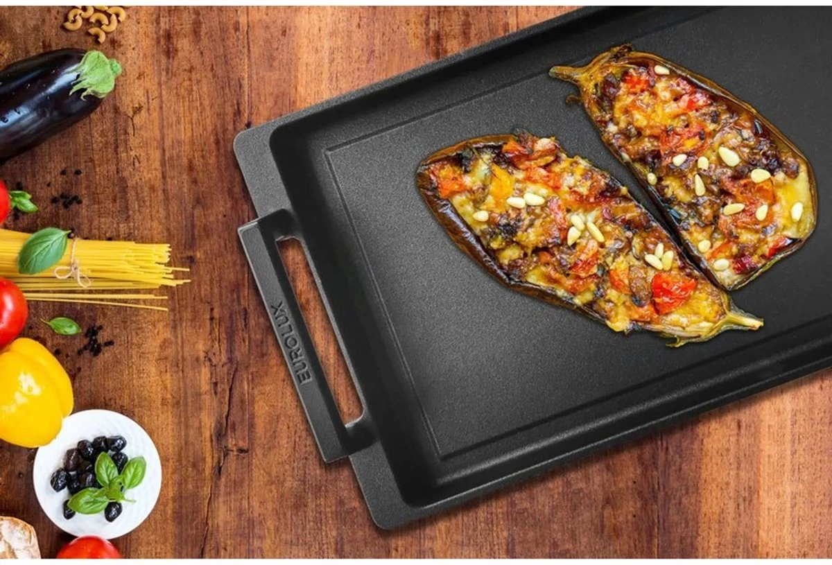 Eurolux Teppanyaki Plaat Met Grepen - 41 X 24 X 2.5 Cm - Zwart - Aluminium - Geschikt Voor Alle Warmtebronnen 7 Eurolux Teppanyaki Plaat Met Grepen - 41 X 24 X 2.5 Cm - Zwart - Aluminium - Geschikt Voor Alle Warmtebronnen - Afbeelding 7