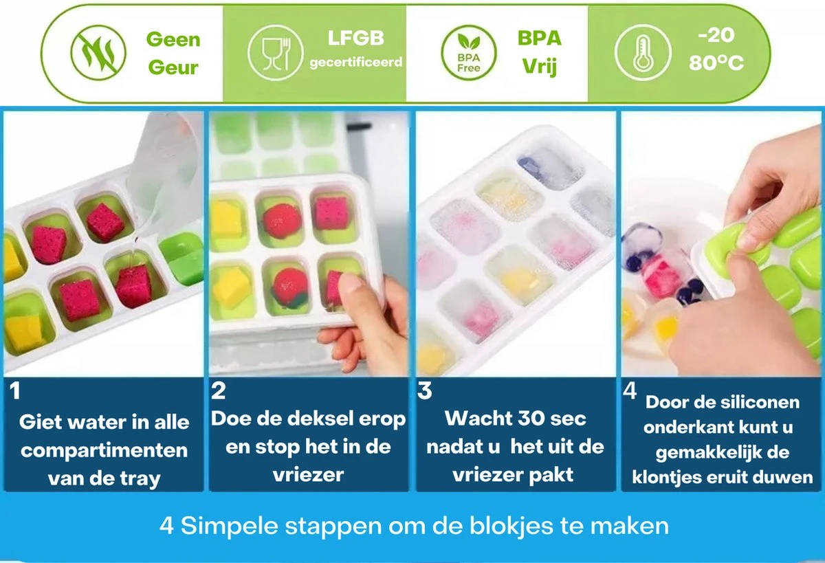 Ijsblokjesvorm- Ijsblokjesvormen- Ijsblokjesvorm Met Deksel- 4 Stuks - Silicone Onderkant- BPA Vrij- 56 Ijsblokjes- Gratis Cocktail E-book- Cocktail Ijsblokjes 6 Ijsblokjesvorm- Ijsblokjesvormen- Ijsblokjesvorm Met Deksel- 4 Stuks - Silicone Onderkant- BPA Vrij- 56 Ijsblokjes- Gratis Cocktail E-book- Cocktail Ijsblokjes - Afbeelding 6