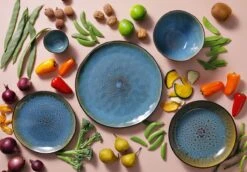 Palmer Serviesset Lotus Stoneware 6-persoons 24-delig Zwart Turquoise -Kookgerei Koning Verkoop 1200x838 2