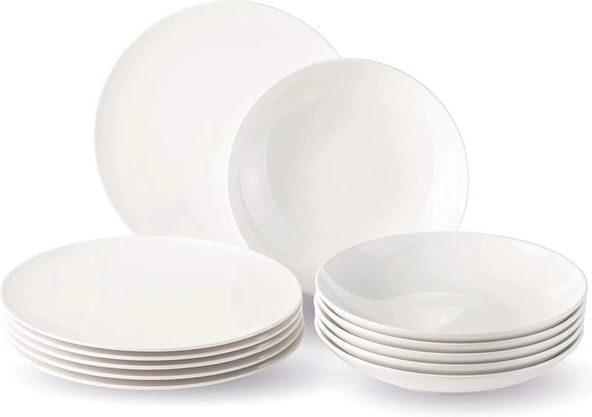Villeroy & Boch, Vivo 19-5254-7611 Tafelservies Voor Maximaal 6 Personen, 12 Stuks, Premium Porselein, Wit 4 Villeroy & Boch, Vivo 19-5254-7611 Tafelservies Voor Maximaal 6 Personen, 12 Stuks, Premium Porselein, Wit - Afbeelding 4