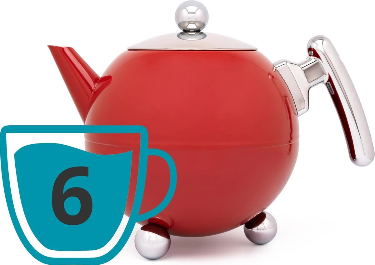 Bredemeijer - Theepot Bella Ronde 1,2L Carmine Red- Dubbelwandig 5 Bredemeijer - Theepot Bella Ronde 1,2L Carmine Red- Dubbelwandig - Afbeelding 5