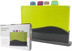 Merkloos Snijplankenset Met Houder - Kunststof - Vaatwasserbestendig - Set Van 4 Kleuren Snijplanken