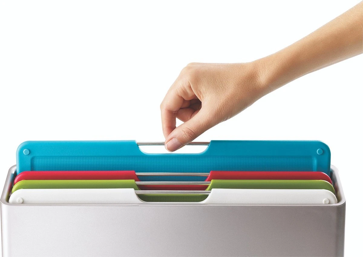 Joseph Joseph Folio 4 Snijplanken In Houder + Koksmes 2 Joseph Joseph Folio 4 Snijplanken In Houder + Koksmes - Afbeelding 2