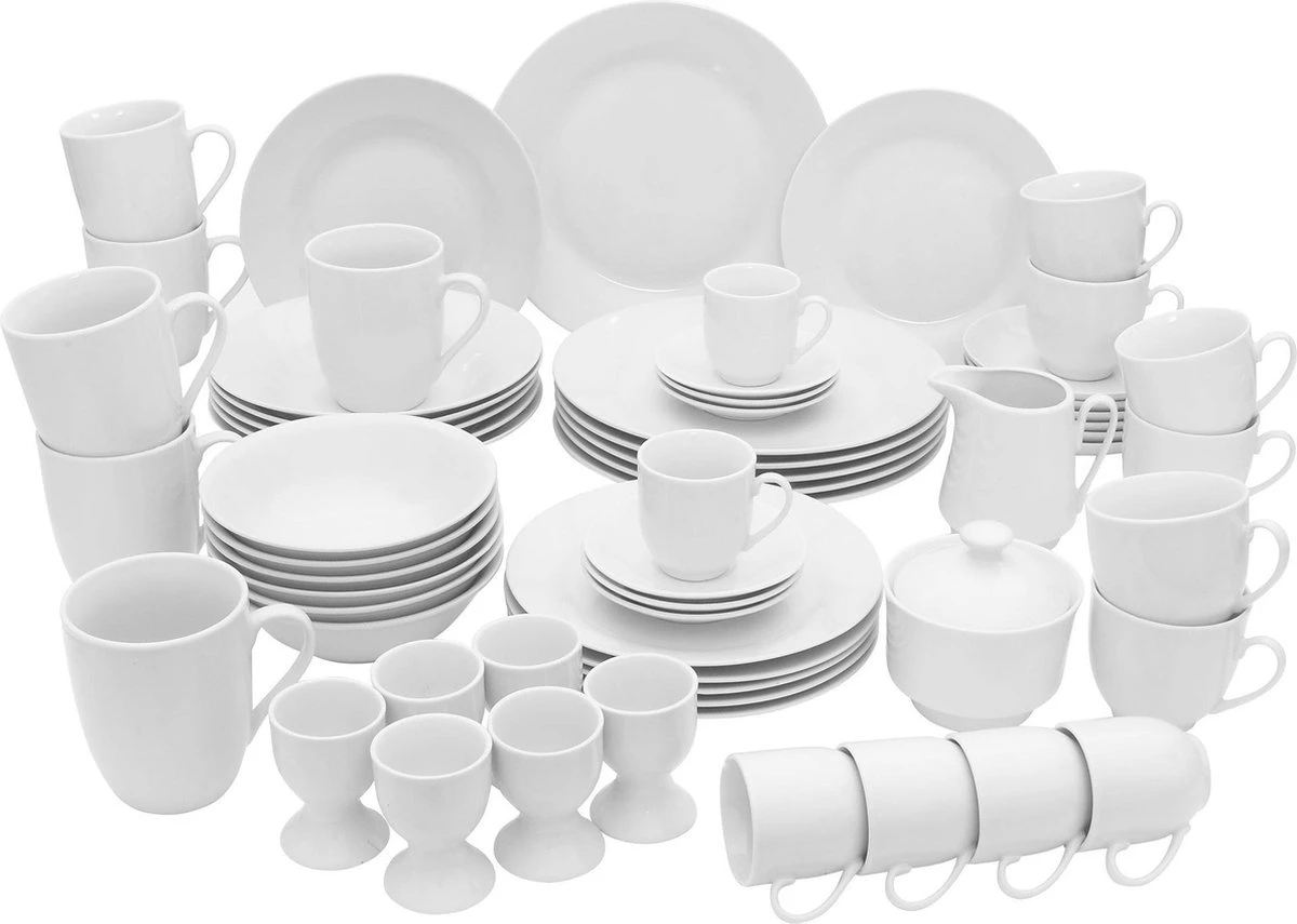 4goodz Porseleinen Servies 6 Persoons 50-delig - Startset - Wit 1 4goodz Porseleinen Servies 6 Persoons 50-delig - Startset - Wit