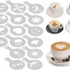 Koffie Figuurtjes Maker - Latte Art - Cacao Vormpjes - 16 Verschillende Houders - Cappuccino - Latte Macchiato - Hartjes Maker