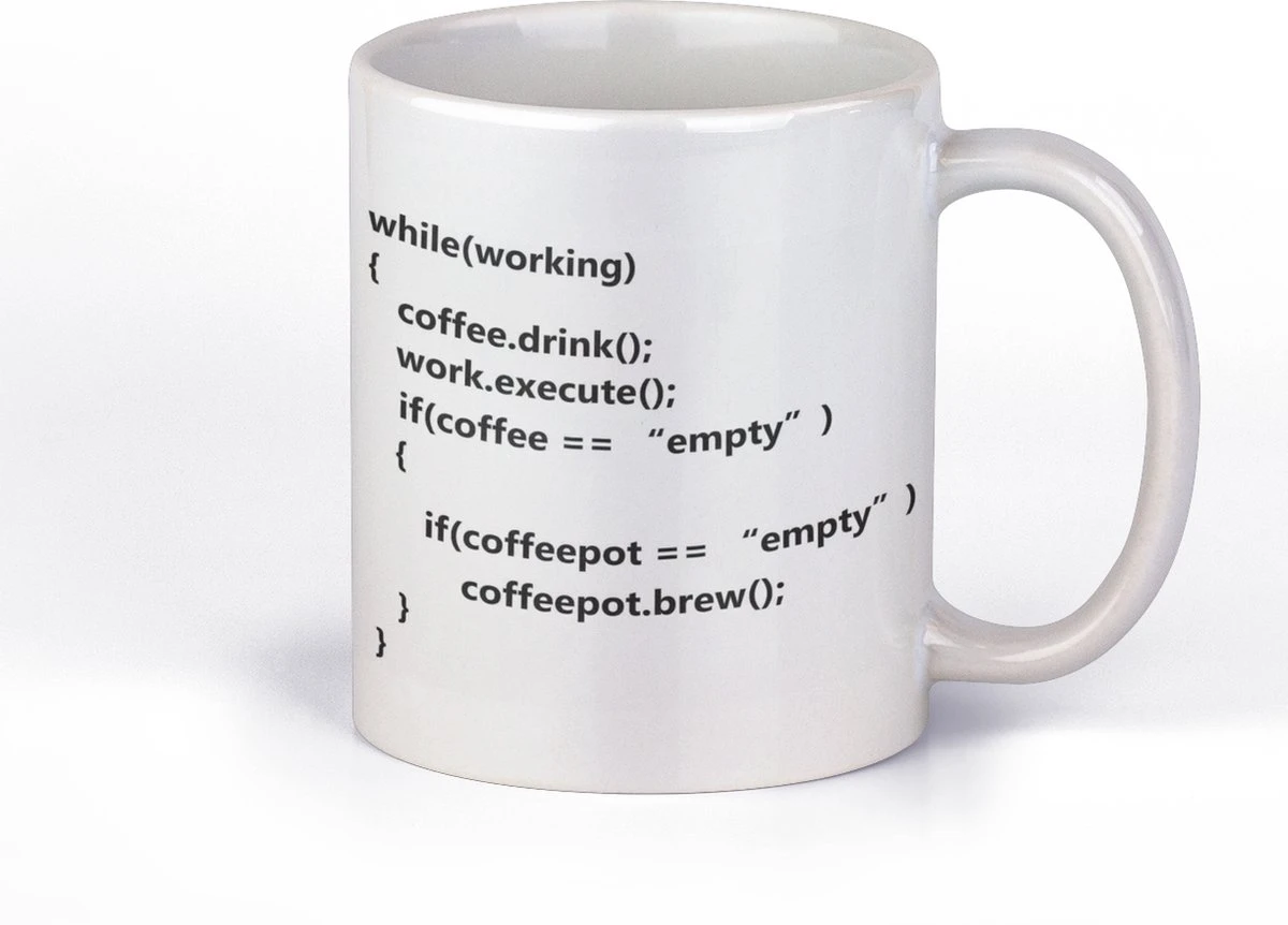 Grappige Mok Voor Programmeurs | WHILE ( WORKING) | Koffiebeker Met Tekst | Cadeau Voor Hem | Kado Voor Haar | IT-er | IT-specialist | Cadeaumok 330 Ml 1 Grappige Mok Voor Programmeurs | WHILE ( WORKING) | Koffiebeker Met Tekst | Cadeau Voor Hem | Kado Voor Haar | IT-er | IT-specialist | Cadeaumok 330 Ml